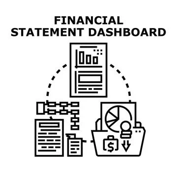 Financial statement dashboard presenting business analytics and data reports Illustrazione stock