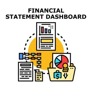 Financial statement dashboard presenting business analytics and data reports Illustrazione stock