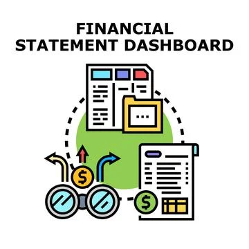 Financial statement dashboard visualizing business analytics management Stockillustratie