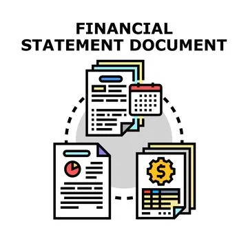 Financial statement document management analytics concept Stock Illustration