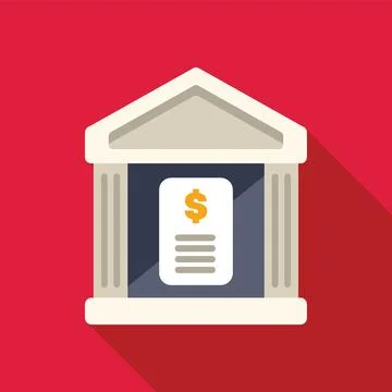 Financial statement with dollar sign displayed on a bank building facade, rep Stock Illustration
