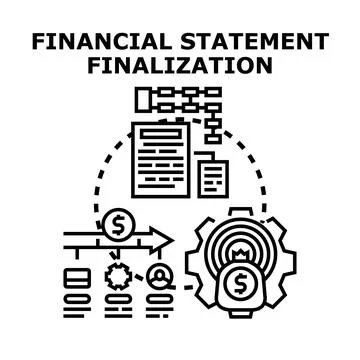 Financial statement finalization process achieving business goals Stock Illustration