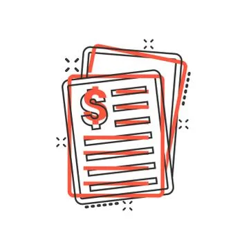 Financial statement icon in comic style. Document cartoon vector illustration Stock Illustration