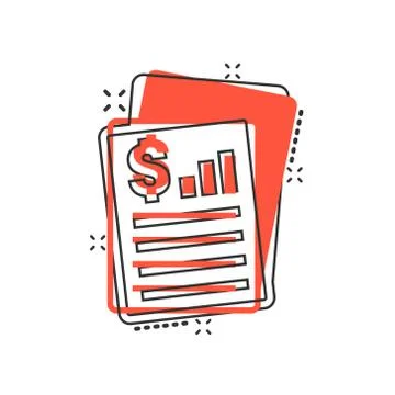 Financial statement icon in comic style. Document cartoon vector illustration Illustrazione stock