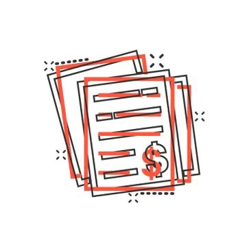 Financial statement icon in comic style. Document cartoon vector illustration Stock Illustration