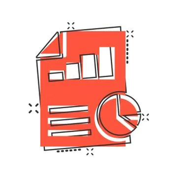 Financial statement icon in comic style. Document cartoon vector illustration Stock Illustration