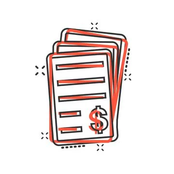 Financial statement icon in comic style. Document cartoon vector illustration Stock Illustration