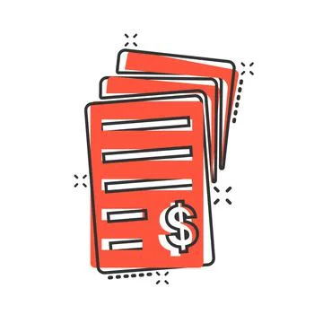 Financial statement icon in comic style. Document cartoon vector illustration Stock Illustration