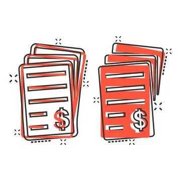 Financial statement icon in comic style. Document cartoon vector illustration Stock Illustration