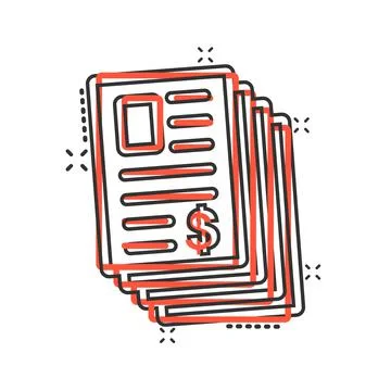 Financial statement icon in comic style. Document cartoon vector illustration Illustrazione stock