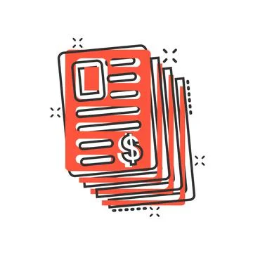 Financial statement icon in comic style. Document cartoon vector illustration Stock Illustration