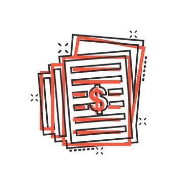 Financial statement icon in comic style. Document cartoon vector illustration Stock Illustration