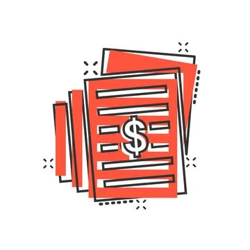 Financial statement icon in comic style. Document cartoon vector illustration Stock Illustration