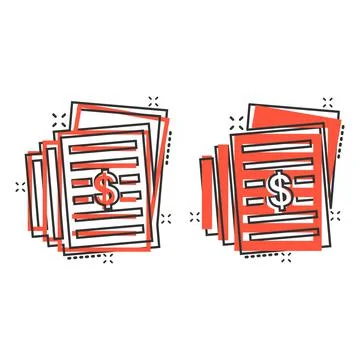 Financial statement icon in comic style. Document cartoon vector illustration Stock Illustration