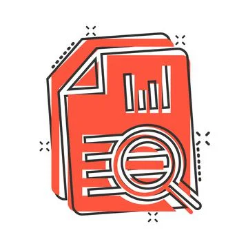 Financial statement icon in comic style. Result cartoon vector illustration o Illustrazione stock