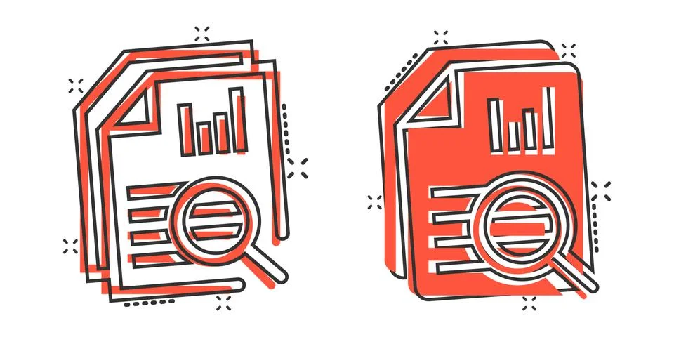 Financial statement icon in comic style. Result cartoon vector illustration o Stock Illustration