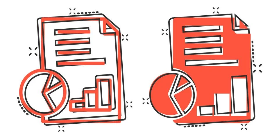 Financial statement icon in comic style. Document cartoon vector illustration Stock Illustration