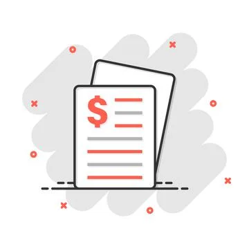 Financial statement icon in comic style. Document cartoon vector illustration Illustrazione stock