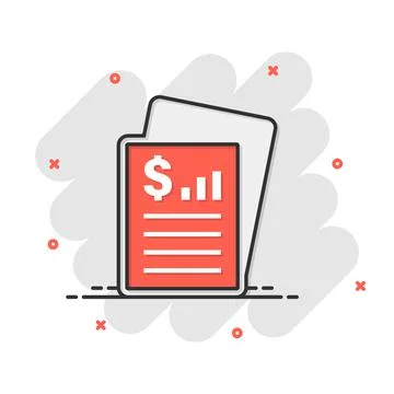 Financial statement icon in comic style. Document cartoon vector illustration 库存插图