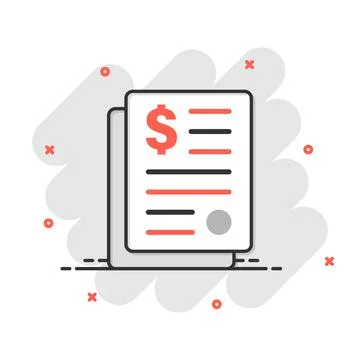 Financial statement icon in comic style. Document cartoon vector illustration Illustrazione stock