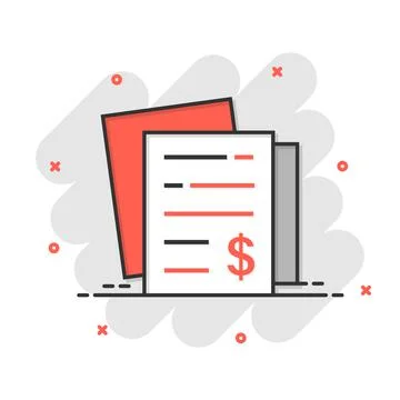 Financial statement icon in comic style. Document cartoon vector illustration Illustrazione stock