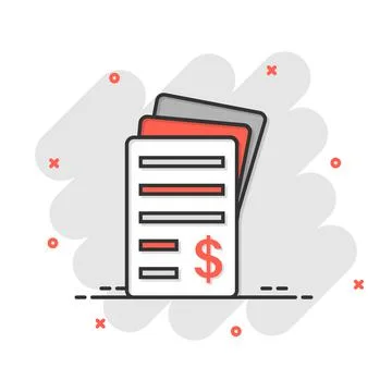 Financial statement icon in comic style. Document cartoon vector illustration Illustrazione stock