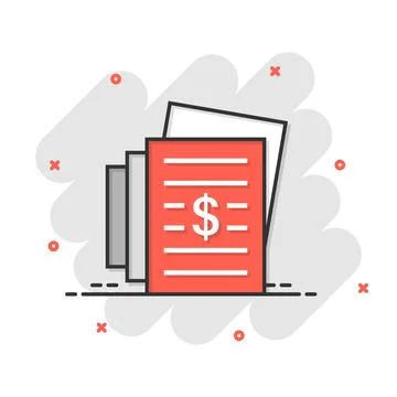 Financial statement icon in comic style. Document cartoon vector illustration 库存插图