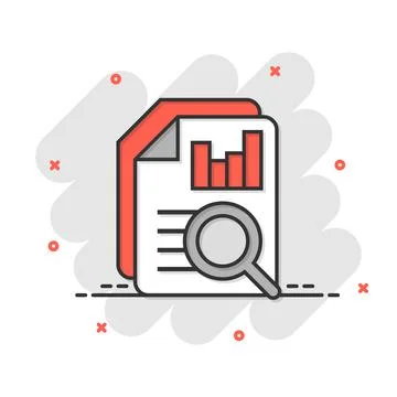 Financial statement icon in comic style. Result cartoon vector illustration o Stock Illustration