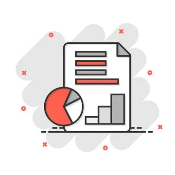 Financial statement icon in comic style. Document cartoon vector illustration Stock Illustration