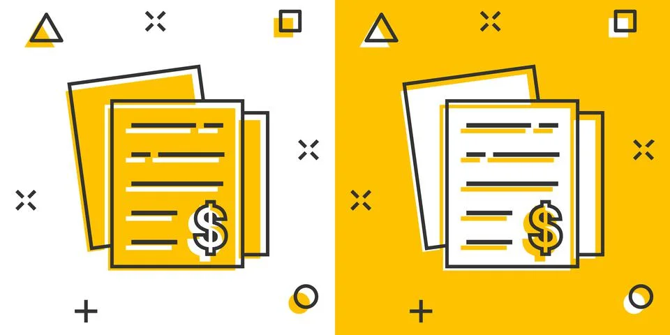 Financial statement icon in comic style. Document cartoon vector illustration Illustrazione stock