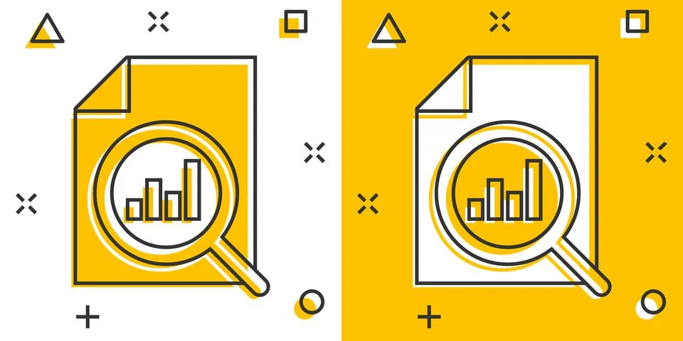 Financial statement icon in comic style. Result cartoon vector illustration o Illustrazione stock