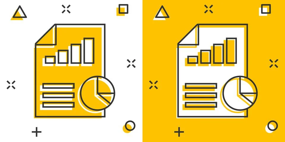 Financial statement icon in comic style. Document cartoon vector illustration Illustrazione stock