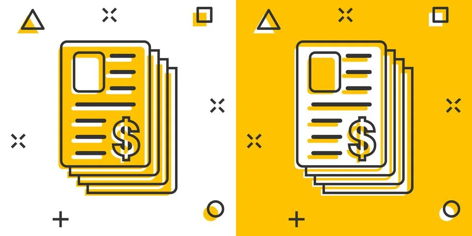 Financial statement icon in comic style. Document cartoon vector illustration 库存插图
