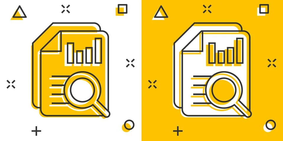 Financial statement icon in comic style. Result cartoon vector illustration o Illustrazione stock