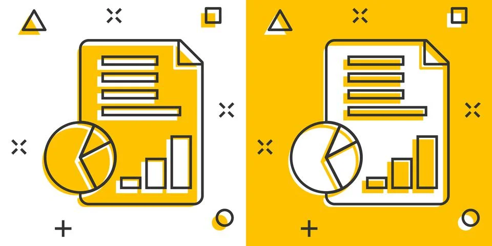 Financial statement icon in comic style. Document cartoon vector illustration 스톡 일러스트