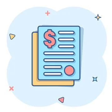 Financial statement icon in comic style. Document cartoon vector illustration 库存插图