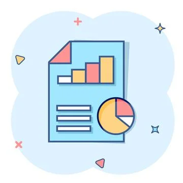 Financial statement icon in comic style. Document cartoon vector illustration Stock Illustration