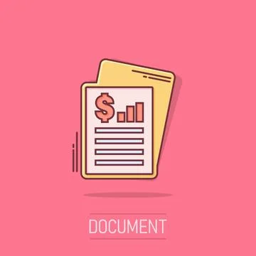 Financial statement icon in comic style. Document cartoon vector illustrati.. Stock Illustration
