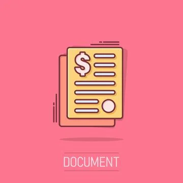 Financial statement icon in comic style. Document cartoon vector illustrati.. Stock Illustration