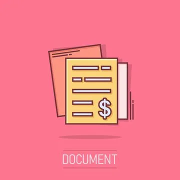 Financial statement icon in comic style. Document cartoon vector illustrati.. Stock Illustration