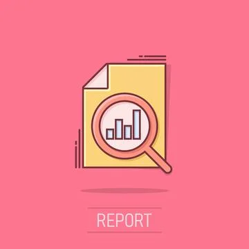 Financial statement icon in comic style. Result cartoon vector illustration.. Stock Illustration