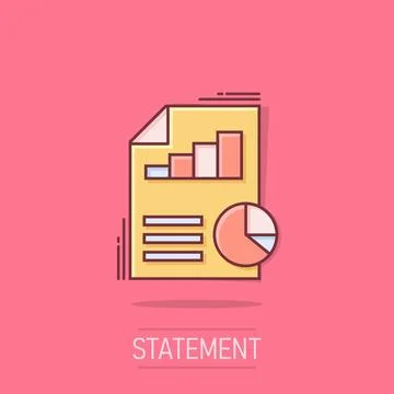 Financial statement icon in comic style. Document cartoon vector illustrati.. Stock Illustration