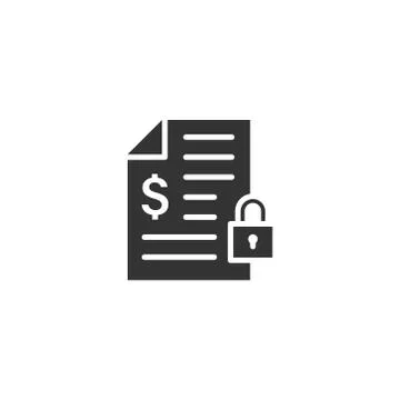 Financial statement icon in flat style. Document with lock vector illustratio Stock Illustration