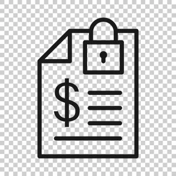 Financial statement icon in flat style. Document with lock vector illustratio 库存插图