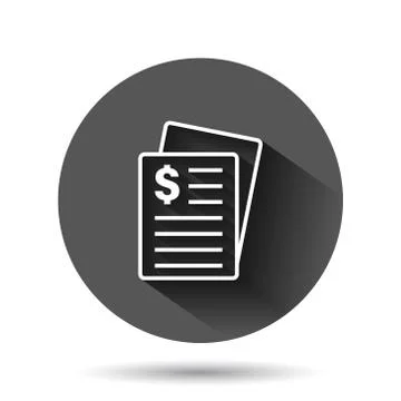 Financial statement icon in flat style. Document vector illustration on black Stock Illustration
