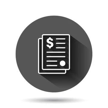 Financial statement icon in flat style. Document vector illustration on black 库存插图
