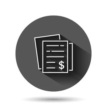 Financial statement icon in flat style. Document vector illustration on black Stock Illustration