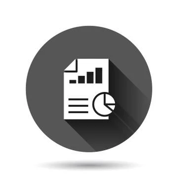 Financial statement icon in flat style. Document vector illustration on black Stock Illustration