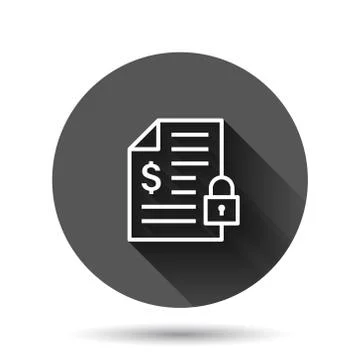 Financial statement icon in flat style. Document with lock vector illustratio Illustrazione stock