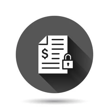 Financial statement icon in flat style. Document with lock vector illustratio 库存插图